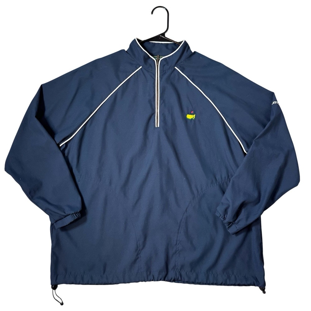 Masters Collection 1/4 Zip Windbreaker Jacket Mens Small Navy Oversized Golf